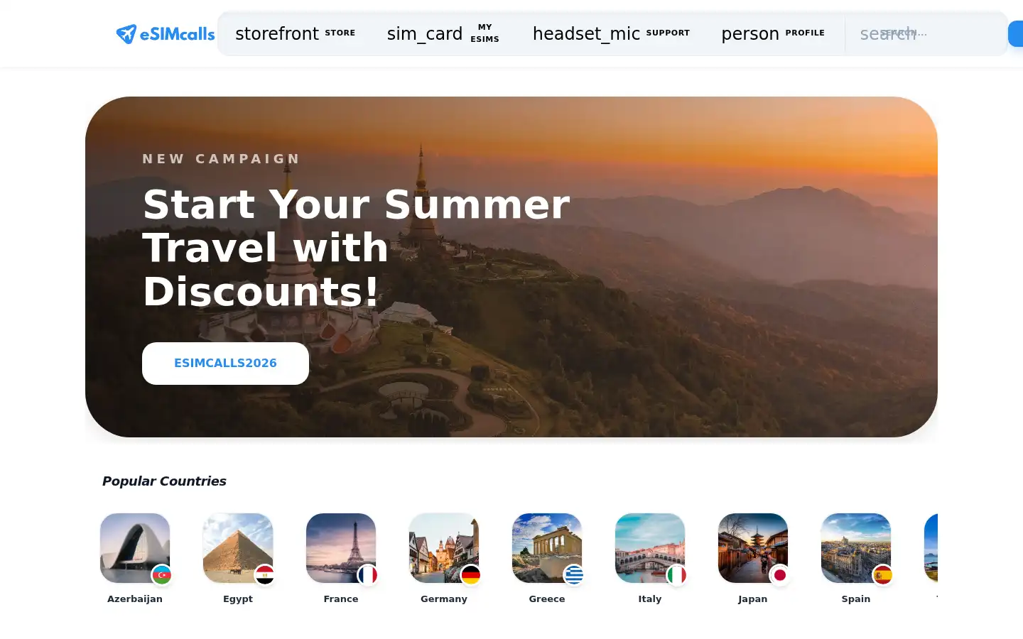 Screenshot of esimcalls.com