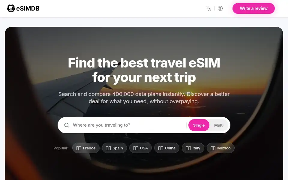 Screenshot of esimdb.com