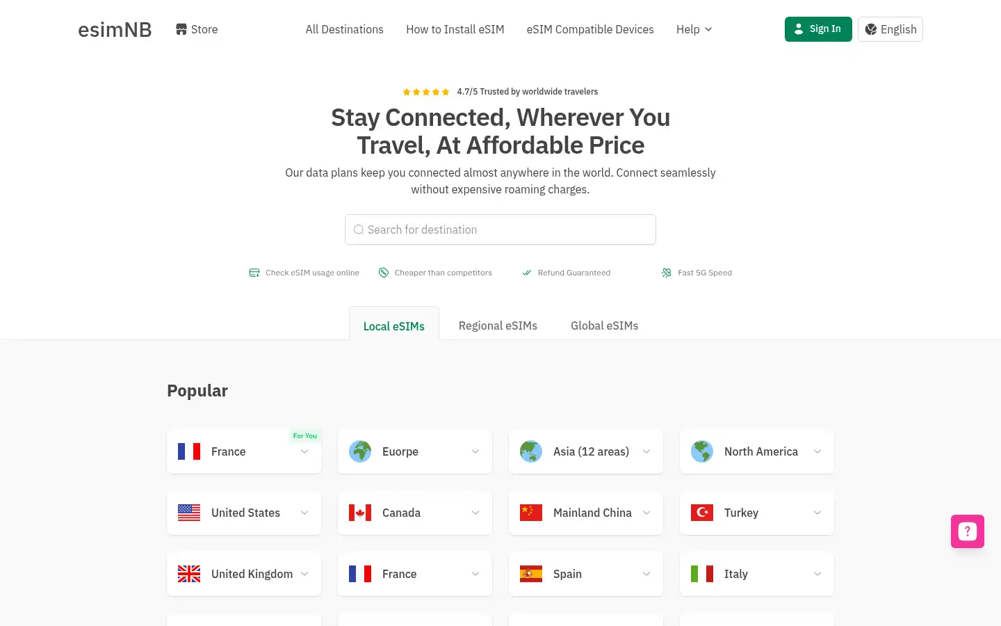 Screenshot of esimnb.com