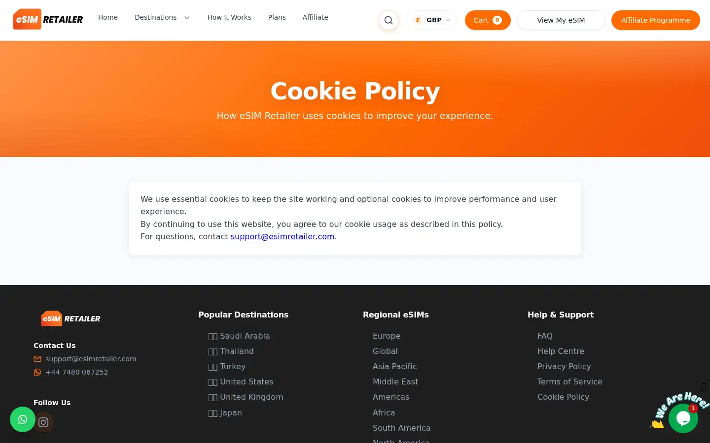 Screenshot of esimretailer.com