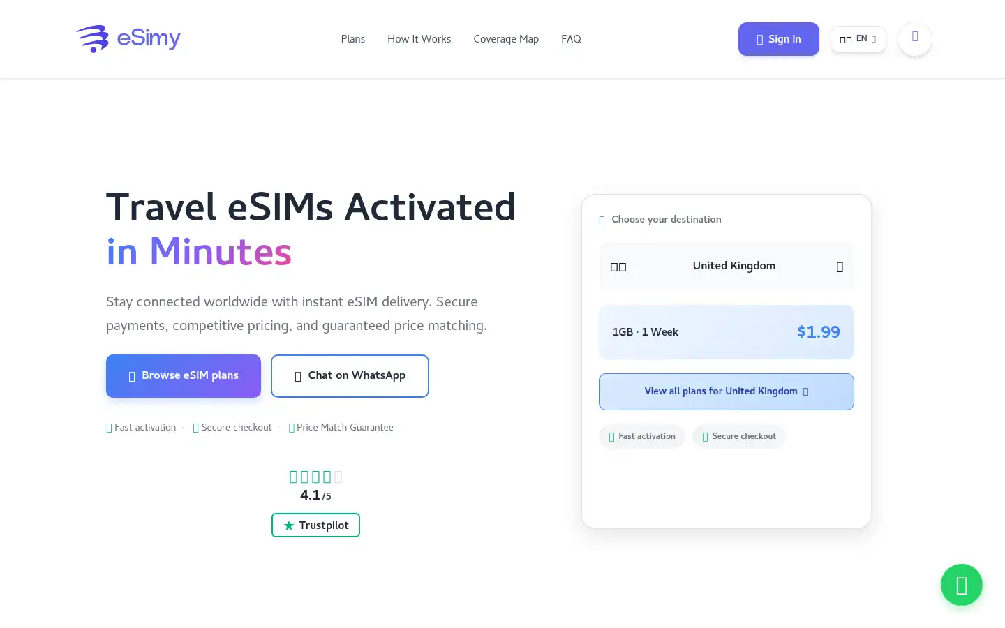 Screenshot of esimy.io