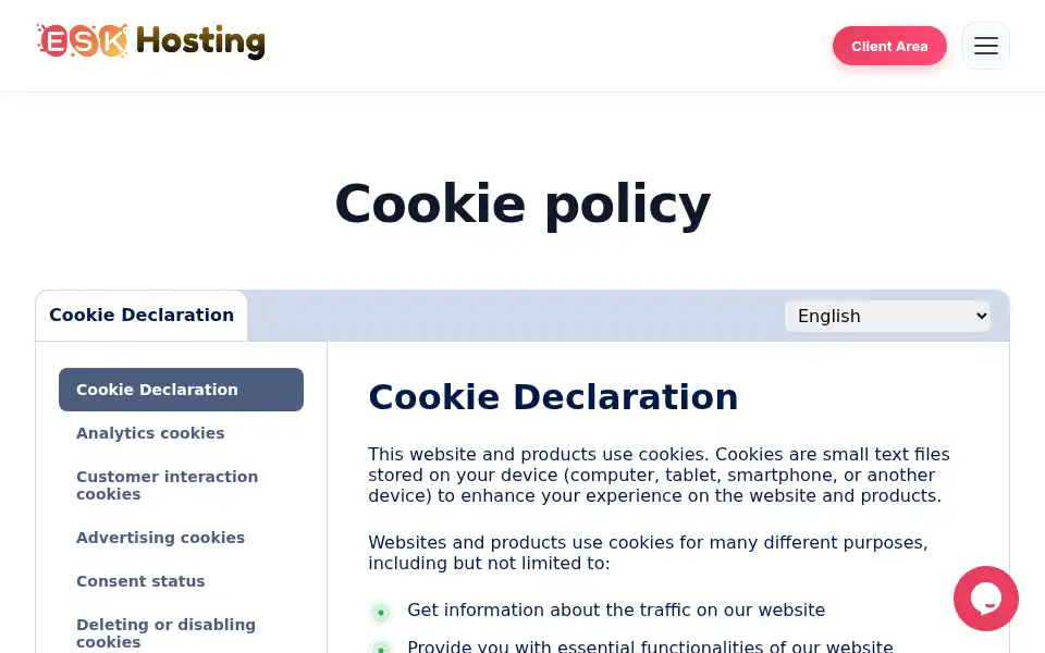 Screenshot of eskhosting.com