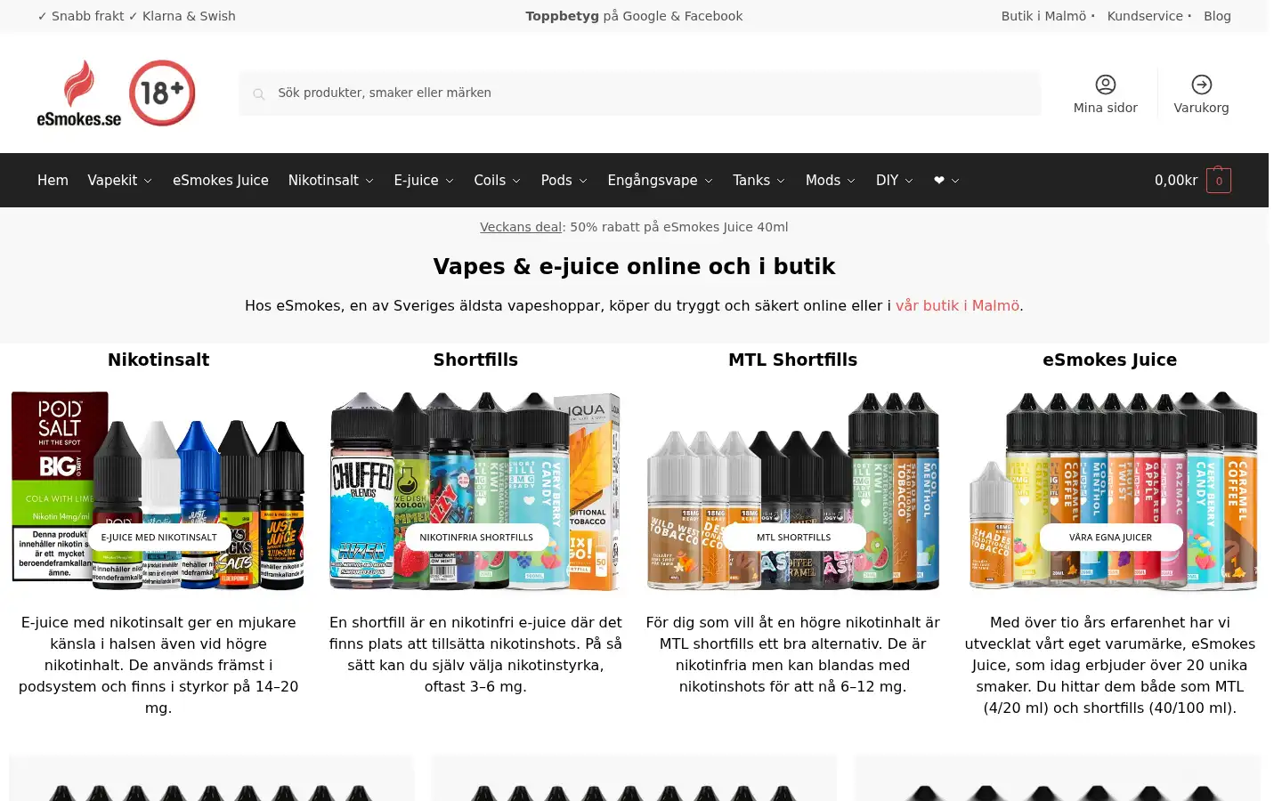 Screenshot of esmokes.se