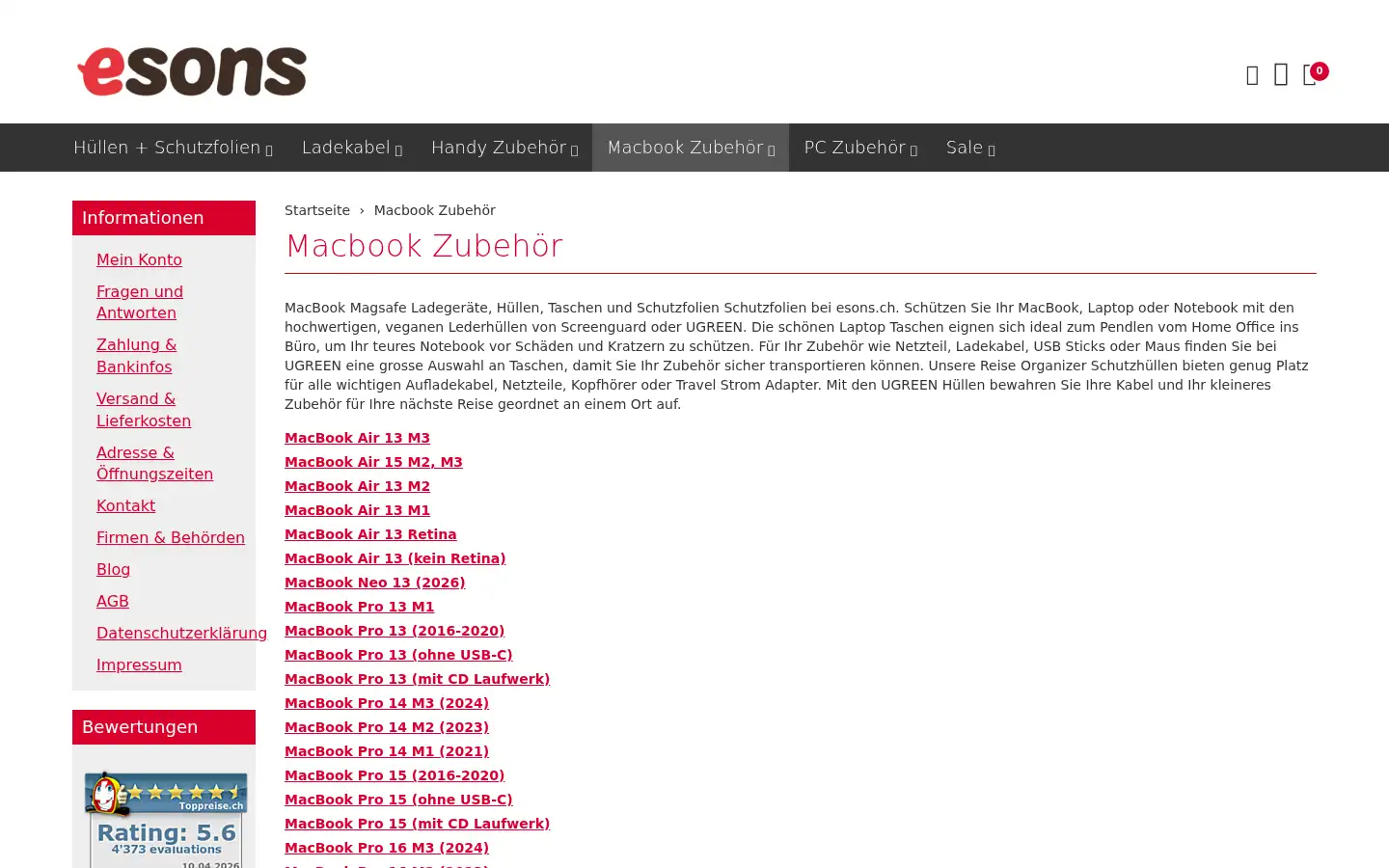 Screenshot of esons.ch