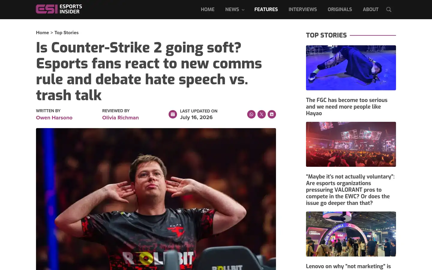 Screenshot of esportsinsider.com
