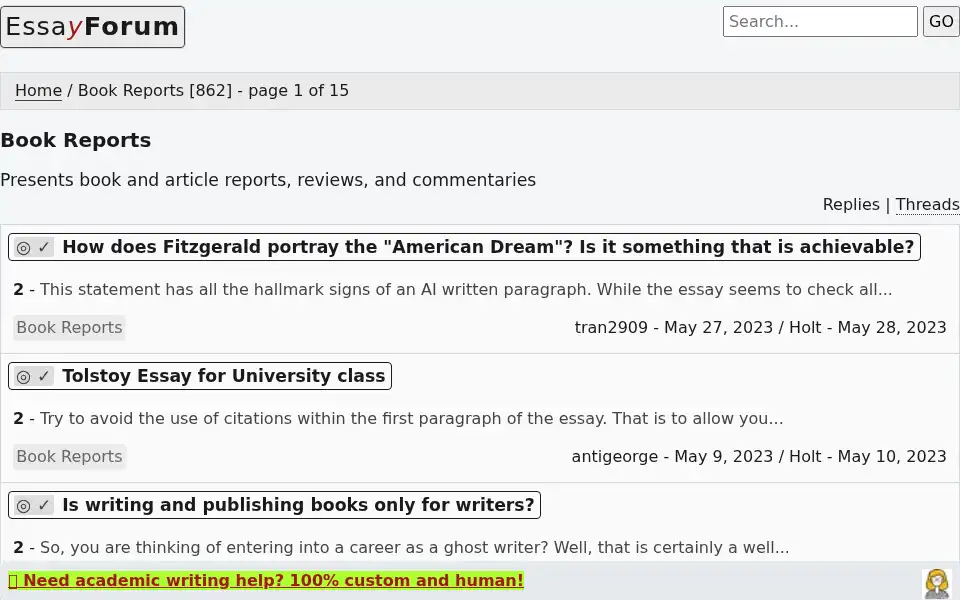 Screenshot of essayforum.com