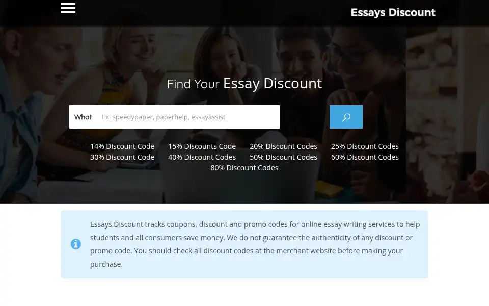 Screenshot of essays.discount