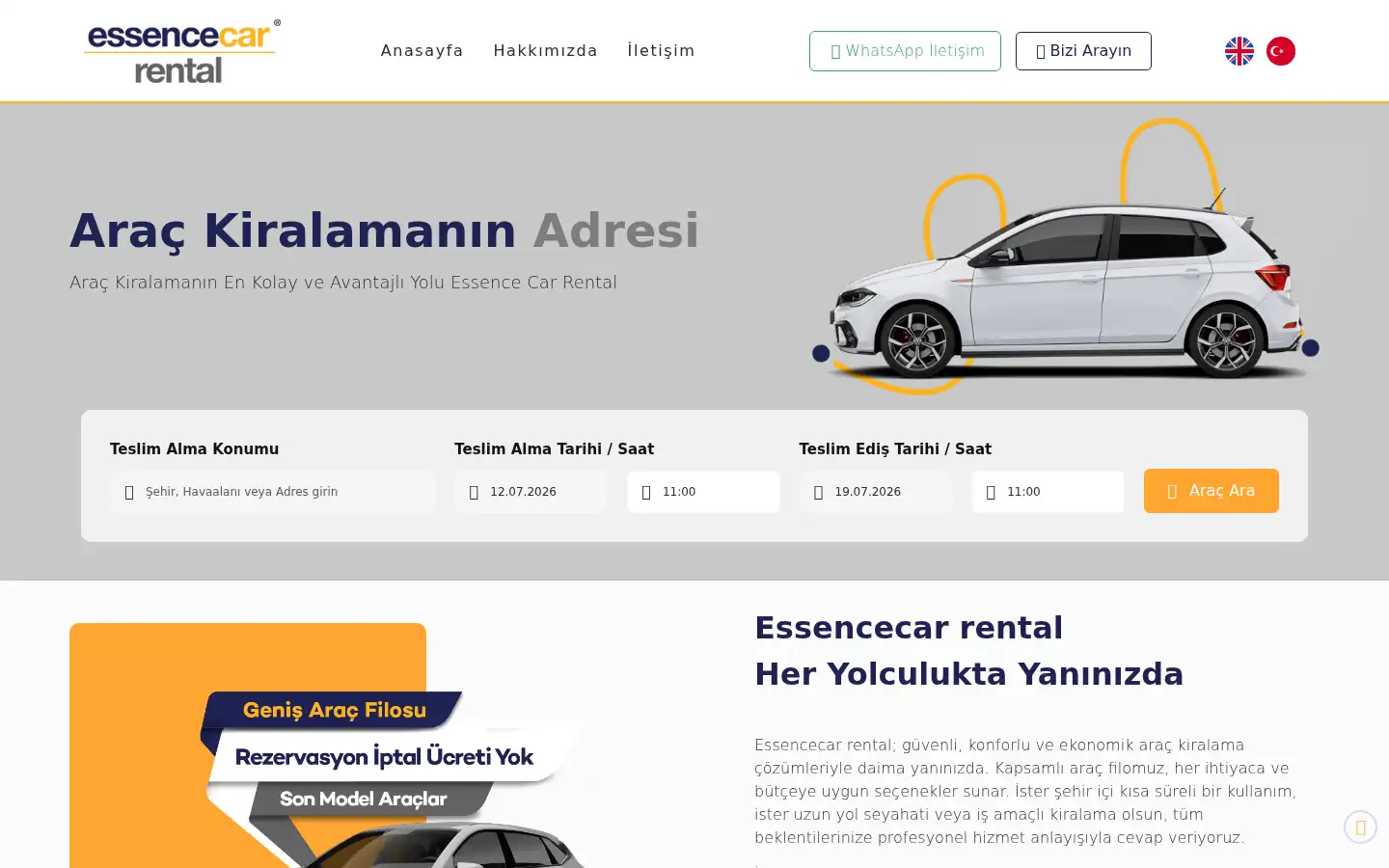 Screenshot of essencecarrental.com