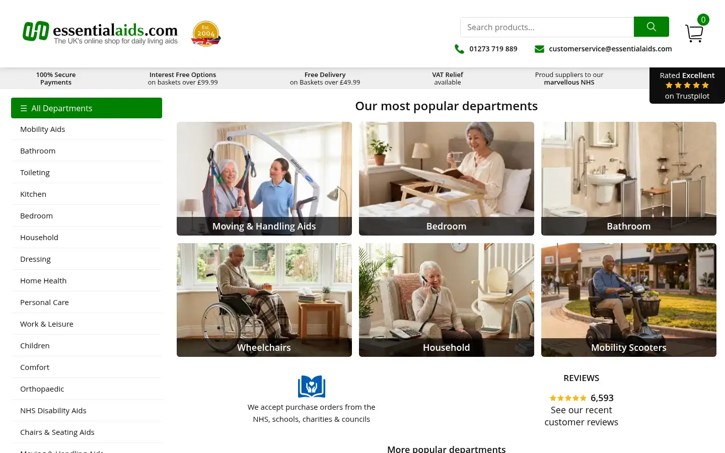 Screenshot of essentialaids.com