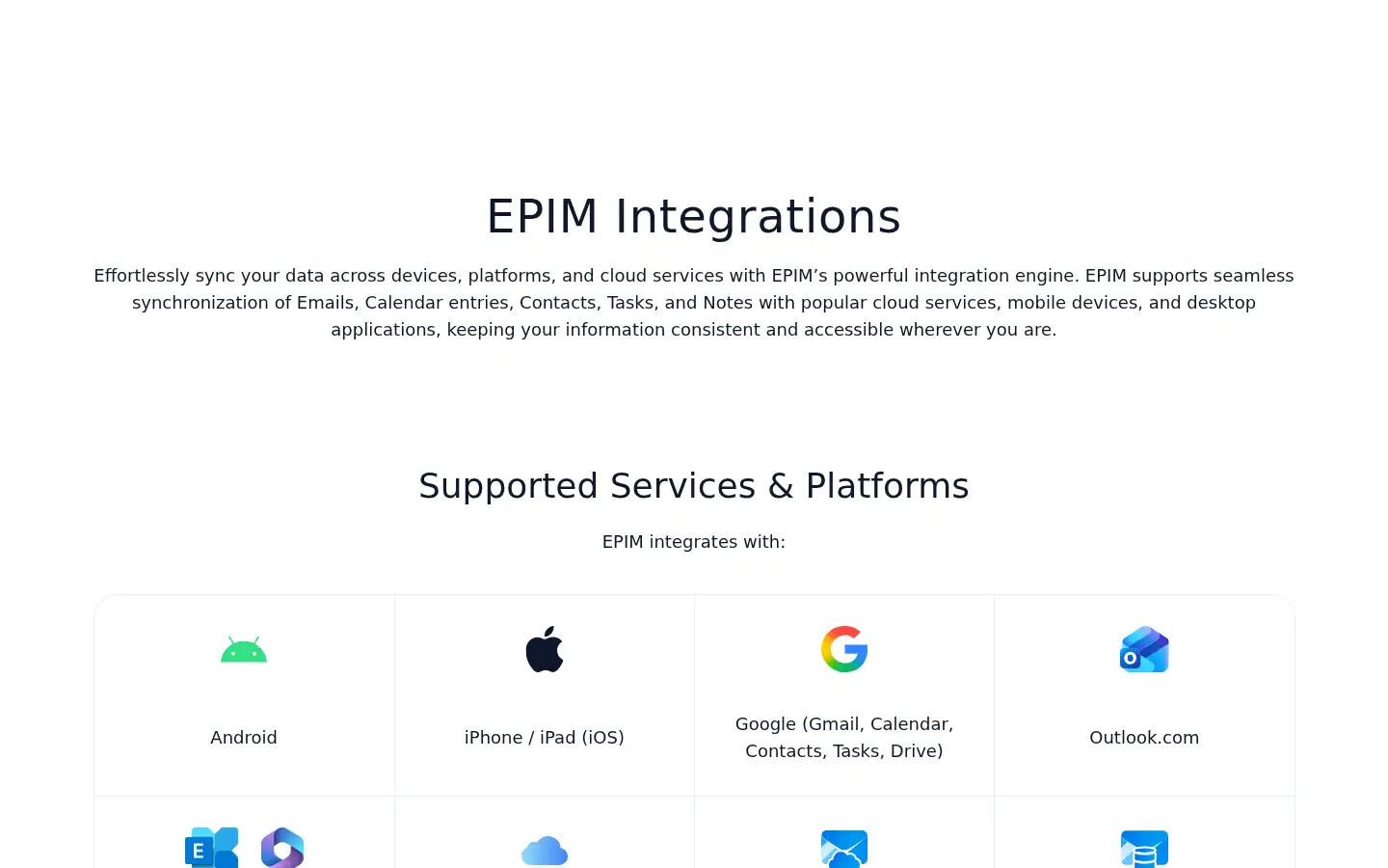 Screenshot of essentialpim.com