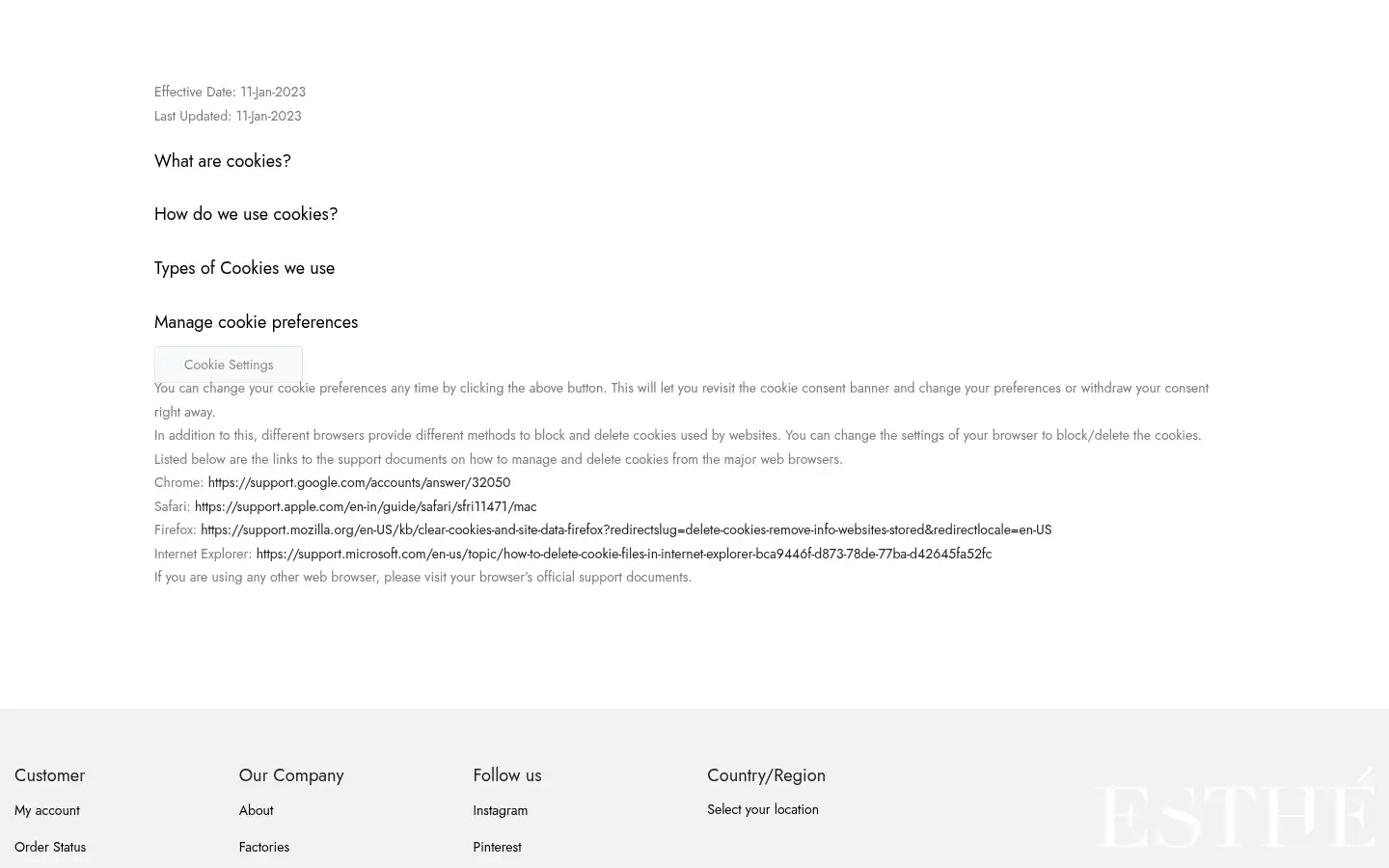 Screenshot of esthe.co.uk