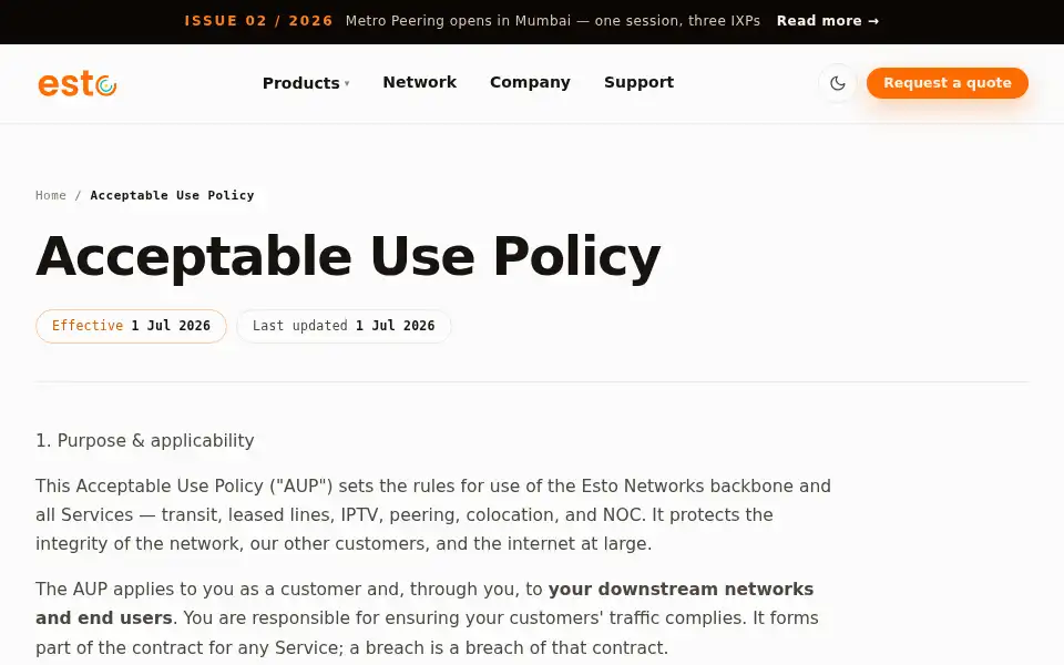 Screenshot of esto.network