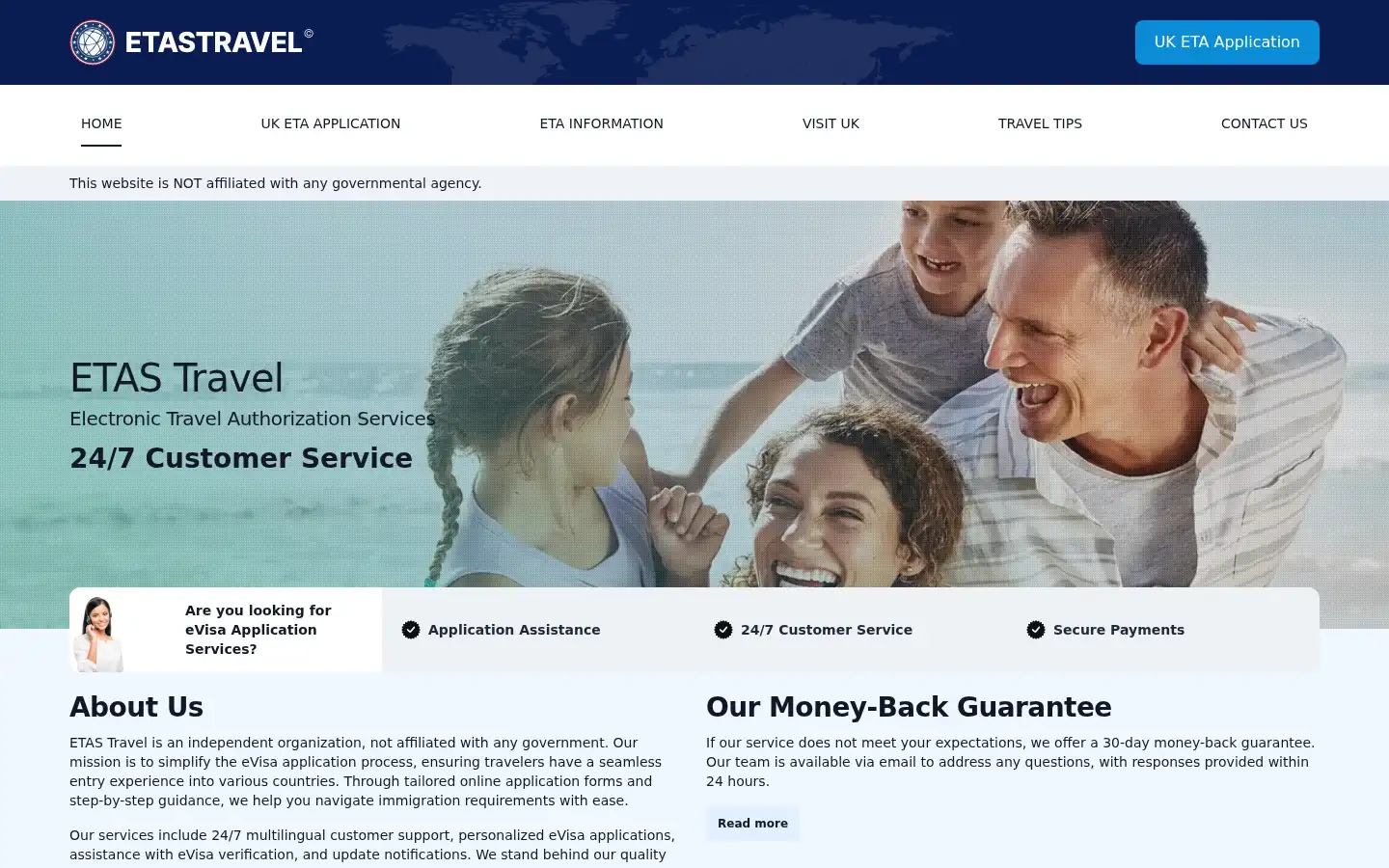 Screenshot of etastravel.net