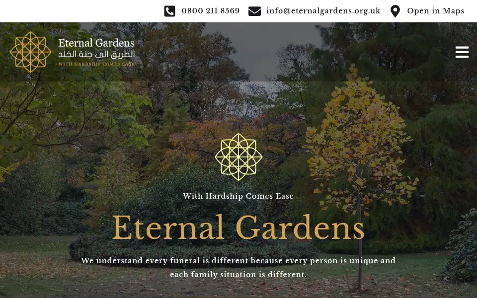 Screenshot of eternalgardens.org.uk