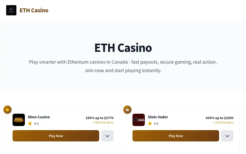 Screenshot of ethcasino.one