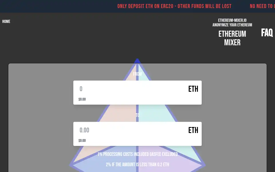 Screenshot of ethereum-mixer.io