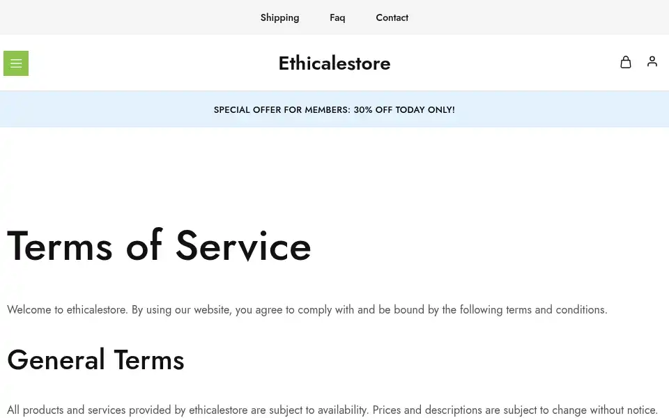 Screenshot of ethicalestore.co.uk