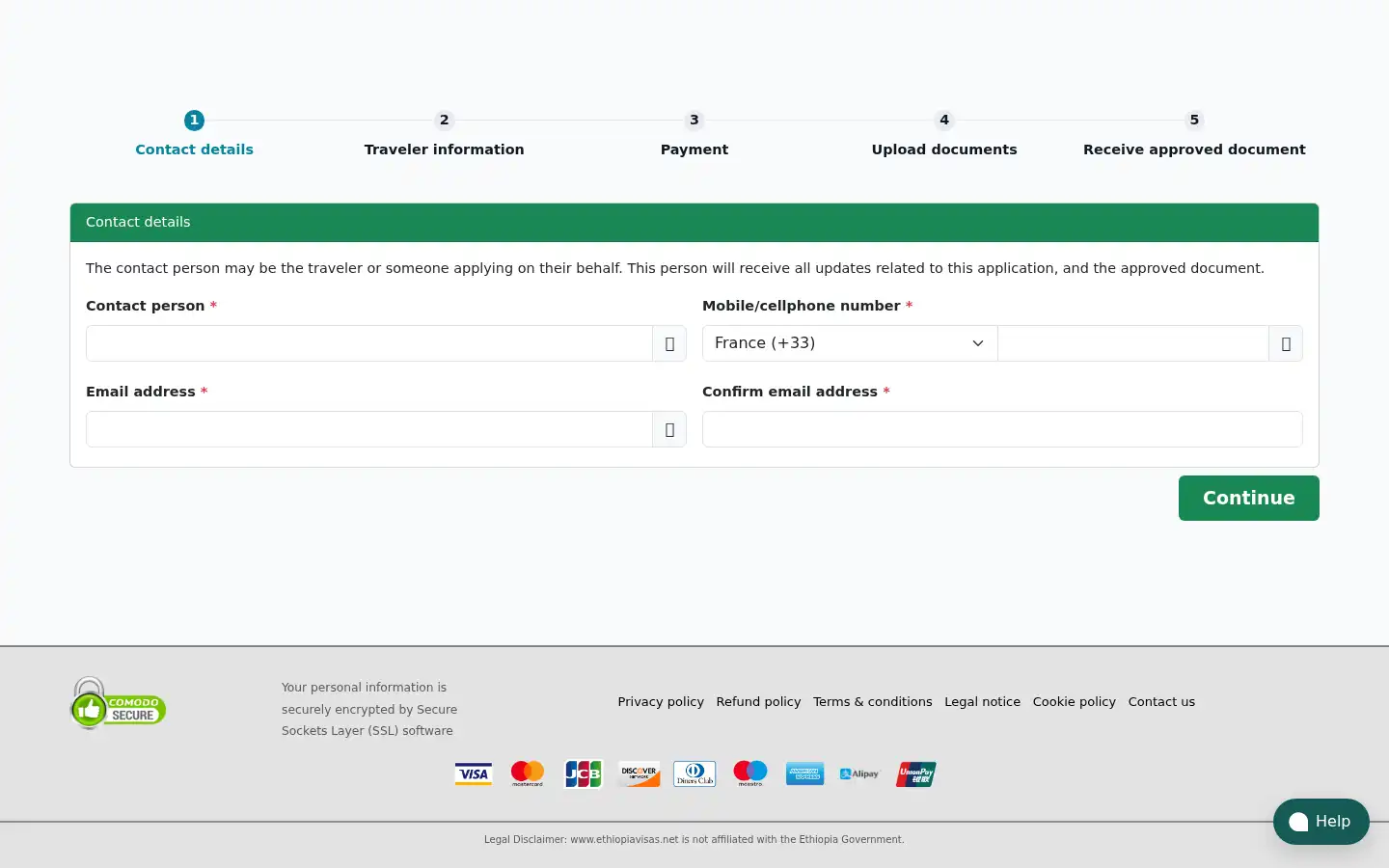 Screenshot of ethiopiavisas.net