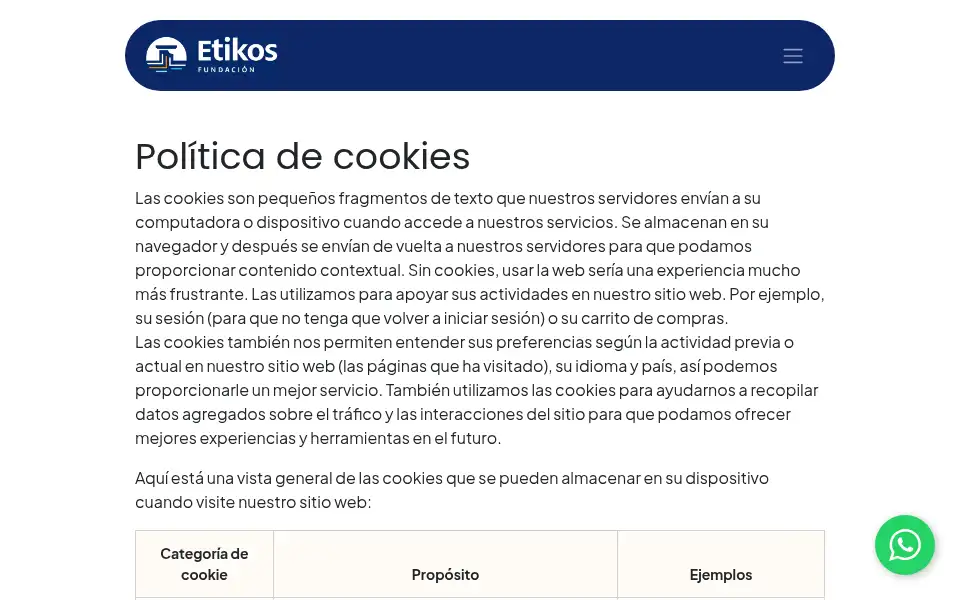 Screenshot of etikos.org