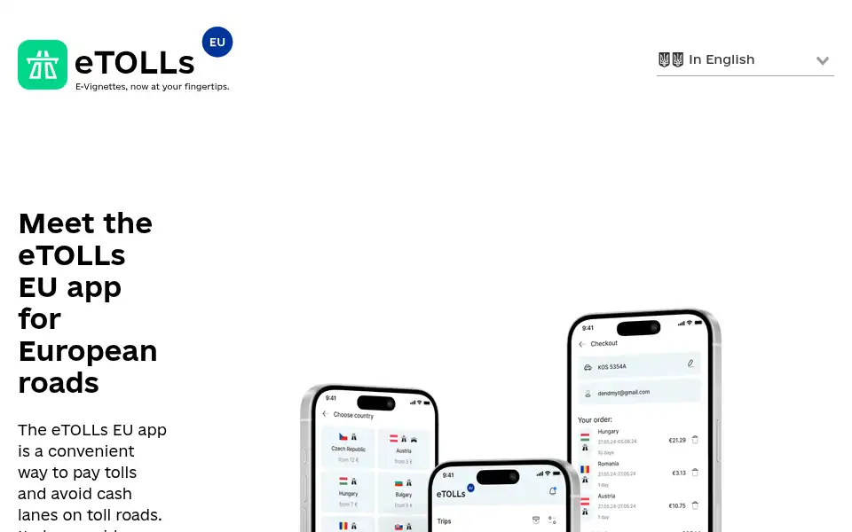 Screenshot of etolls.eu