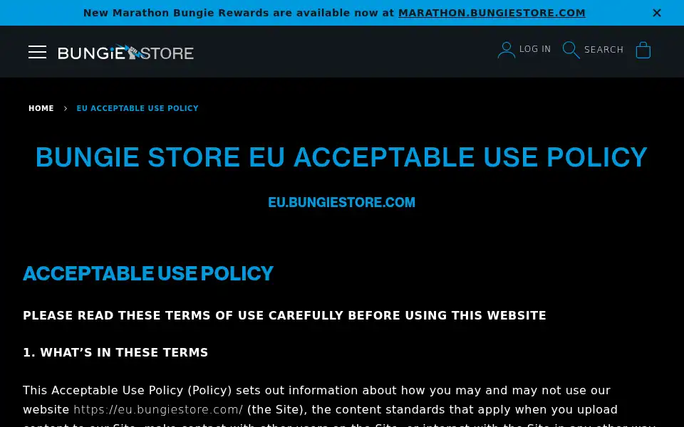Screenshot of eu.bungiestore.com