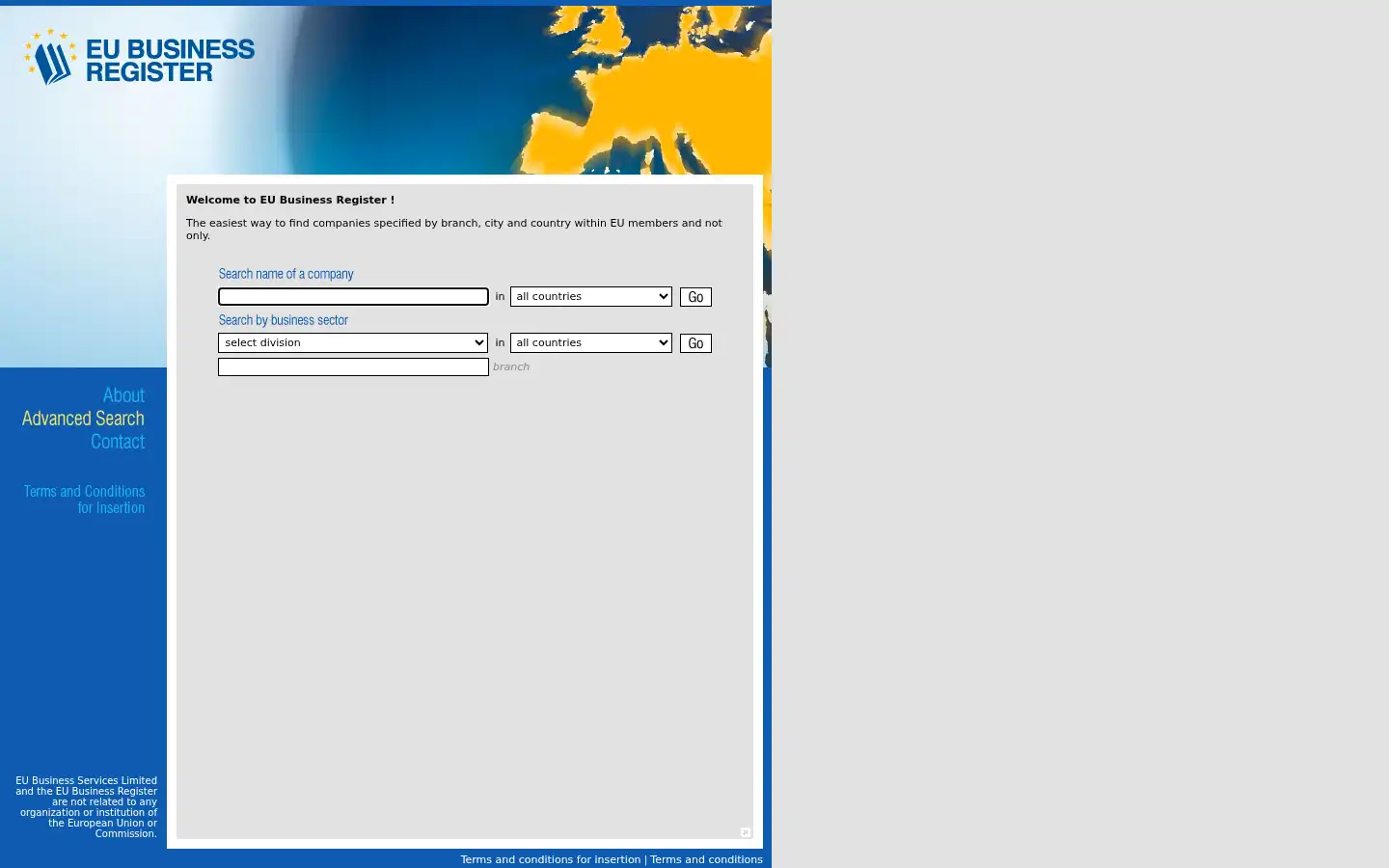 Screenshot of eubusinessregister.net