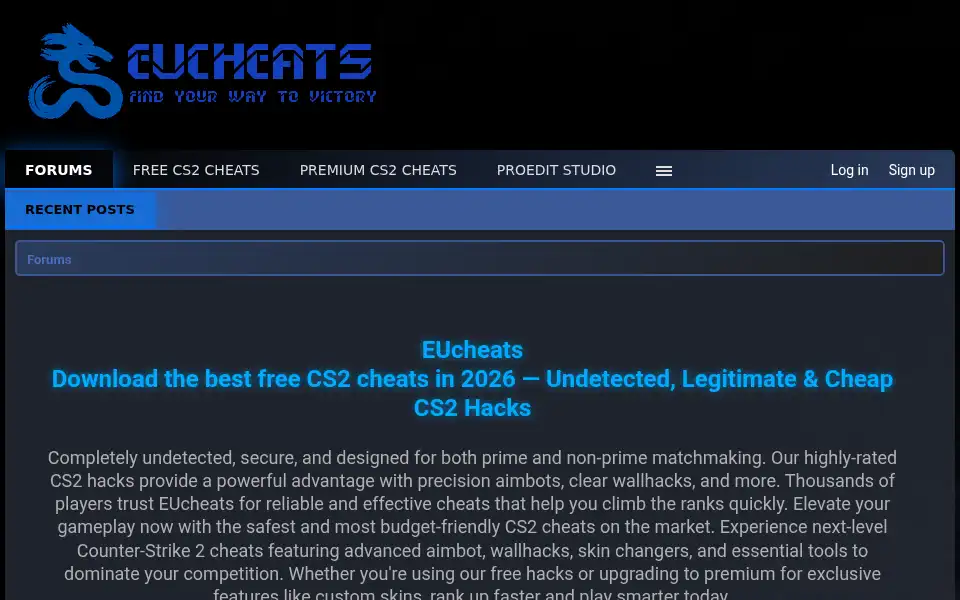 Screenshot of eucheats.com