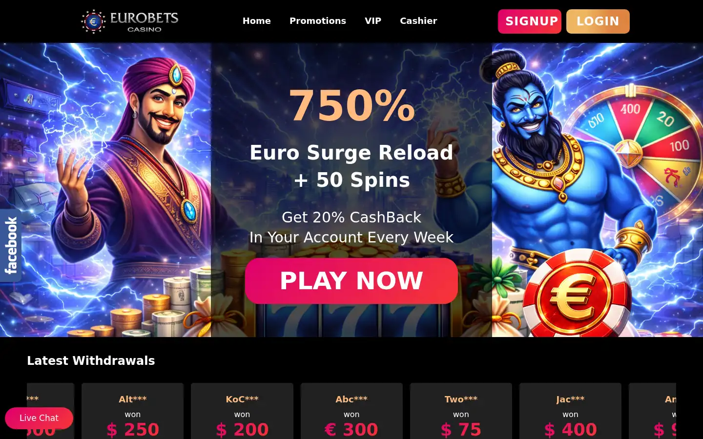 Screenshot of eurobetscasino.com