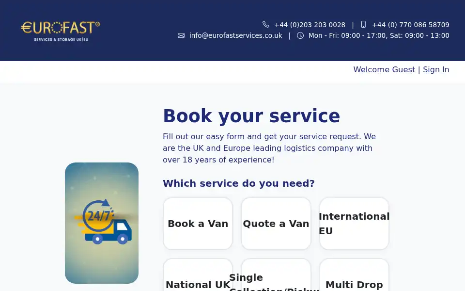 Screenshot of eurofastremoval.com