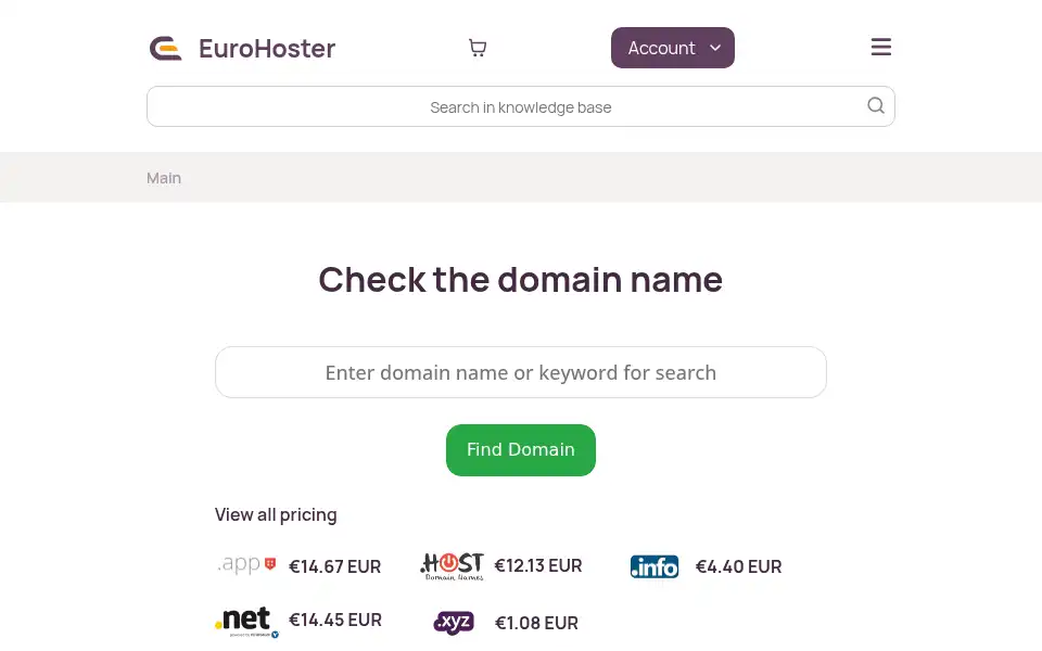 Screenshot of eurohoster.org