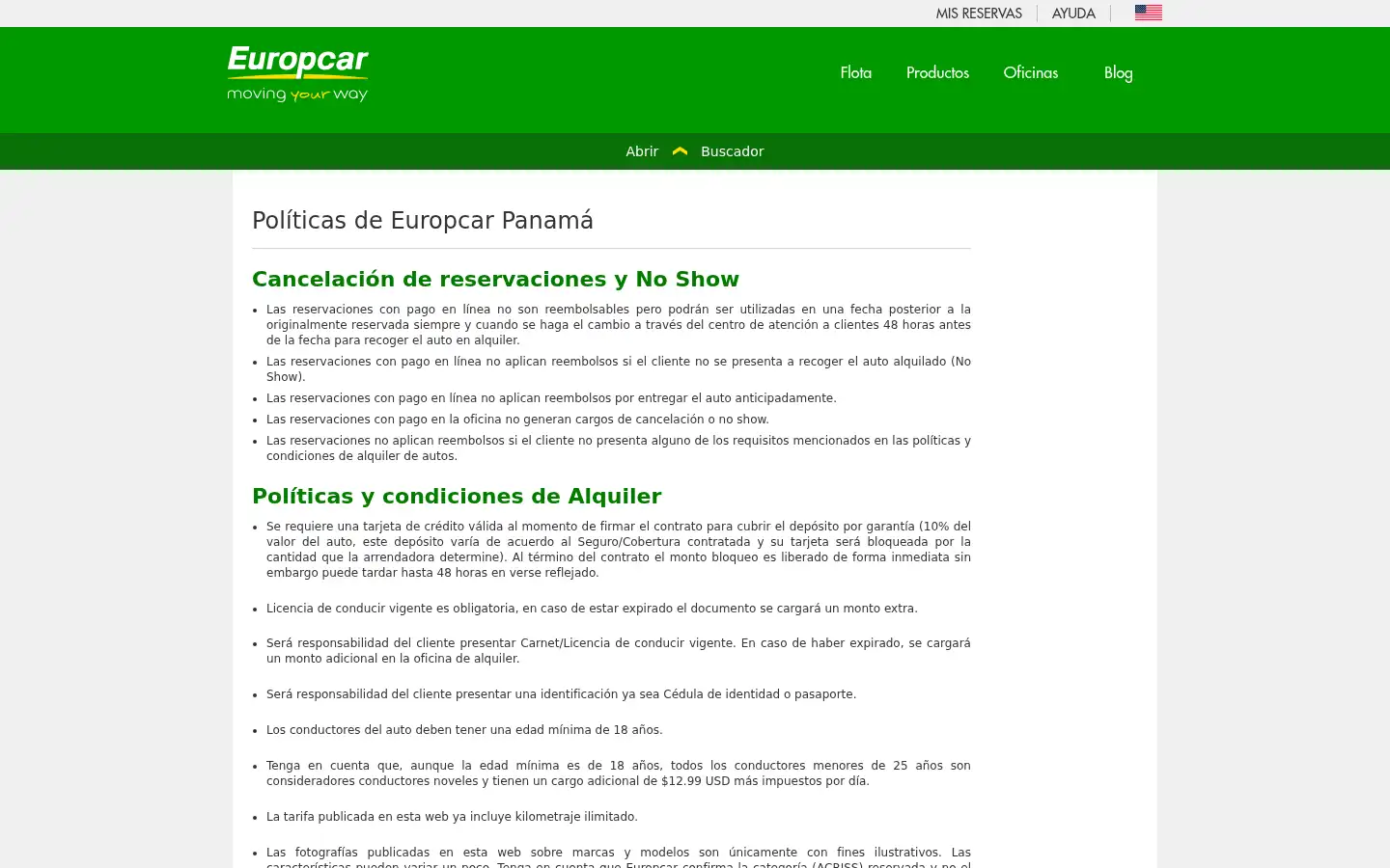 Screenshot of europcar.com.pa