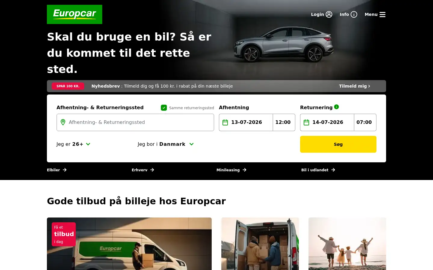 Screenshot of europcar.dk