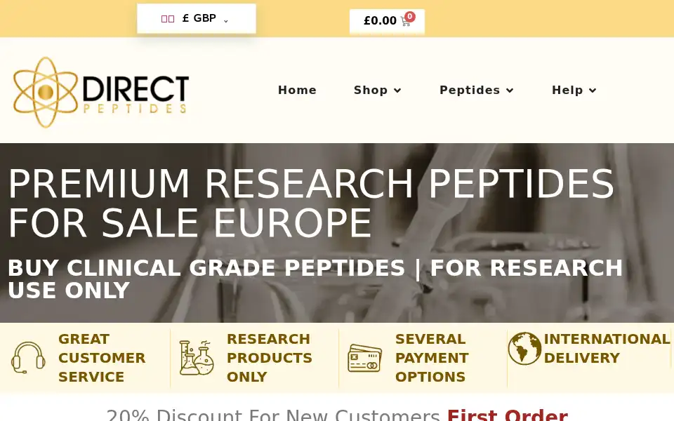 Screenshot of europe.direct-peptides.com