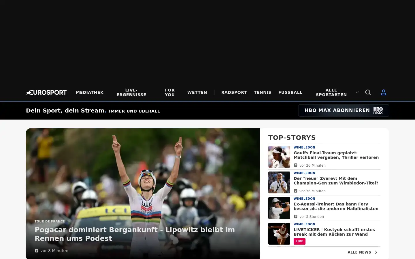 Screenshot of eurosport.com