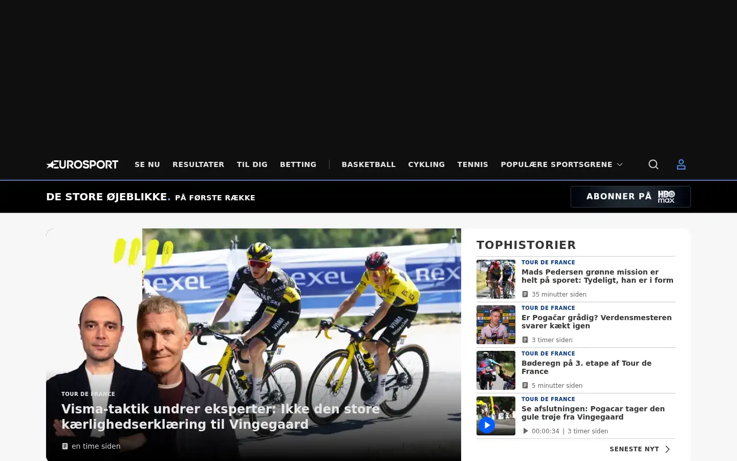 Screenshot of eurosport.dk