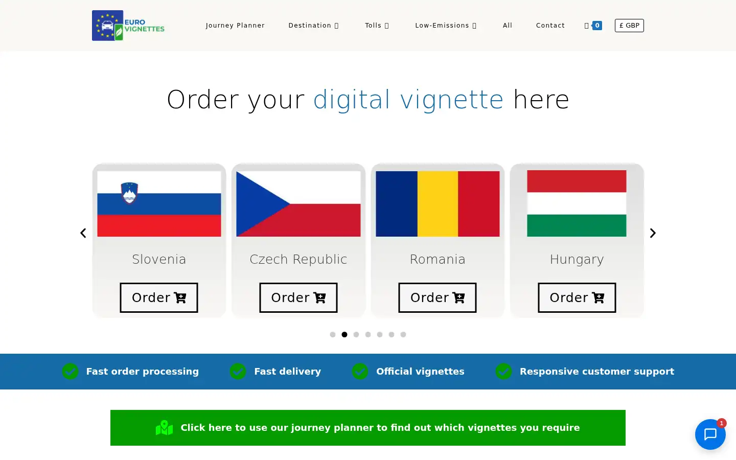 Screenshot of eurovignettes.com