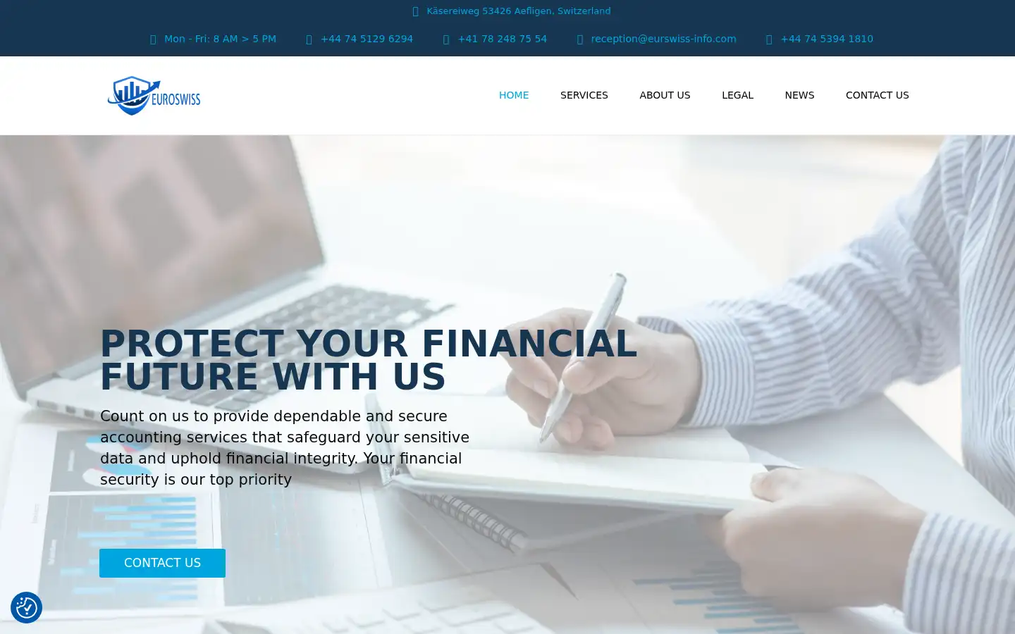Screenshot of eurswiss.com