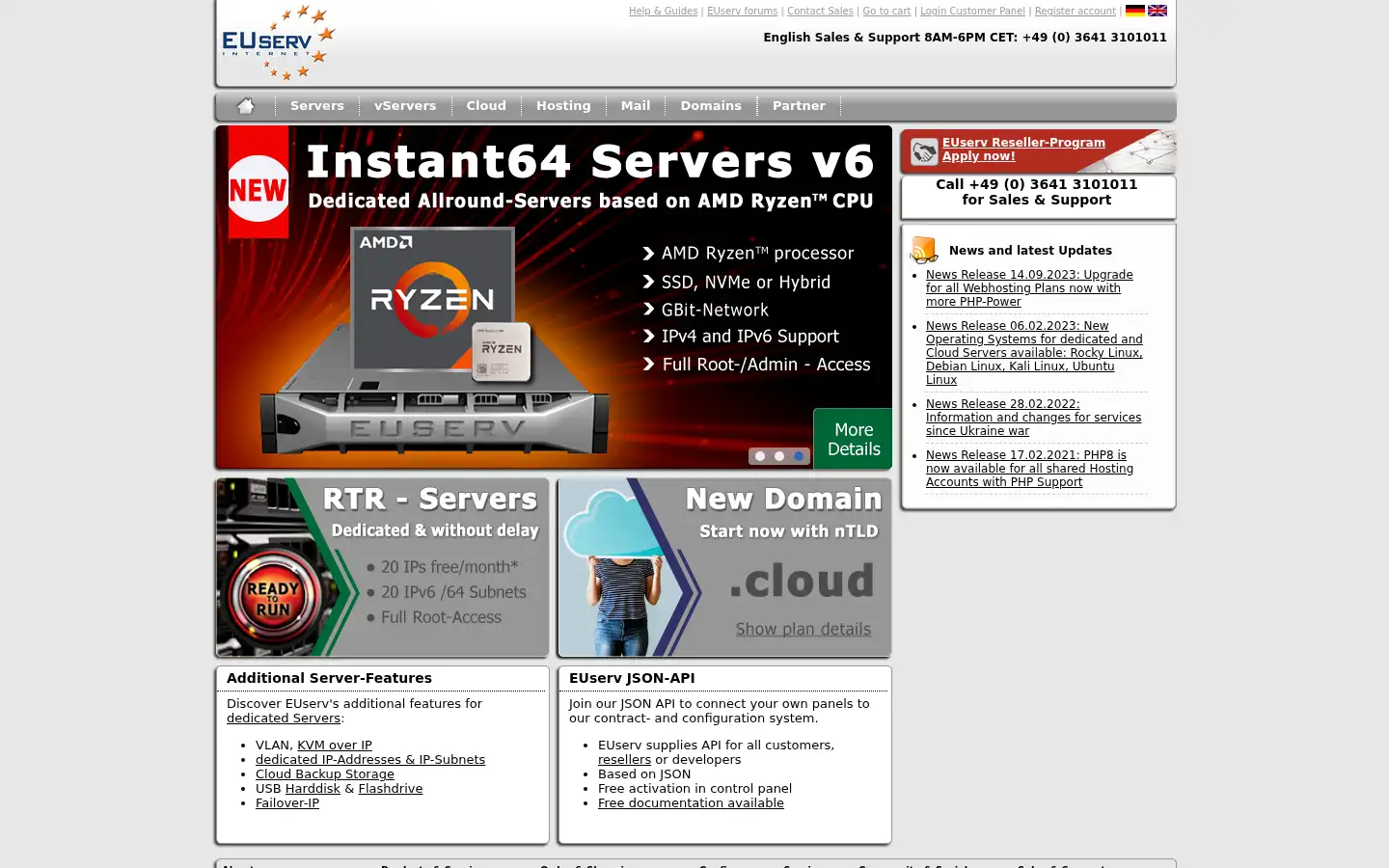 Screenshot of euserv.com