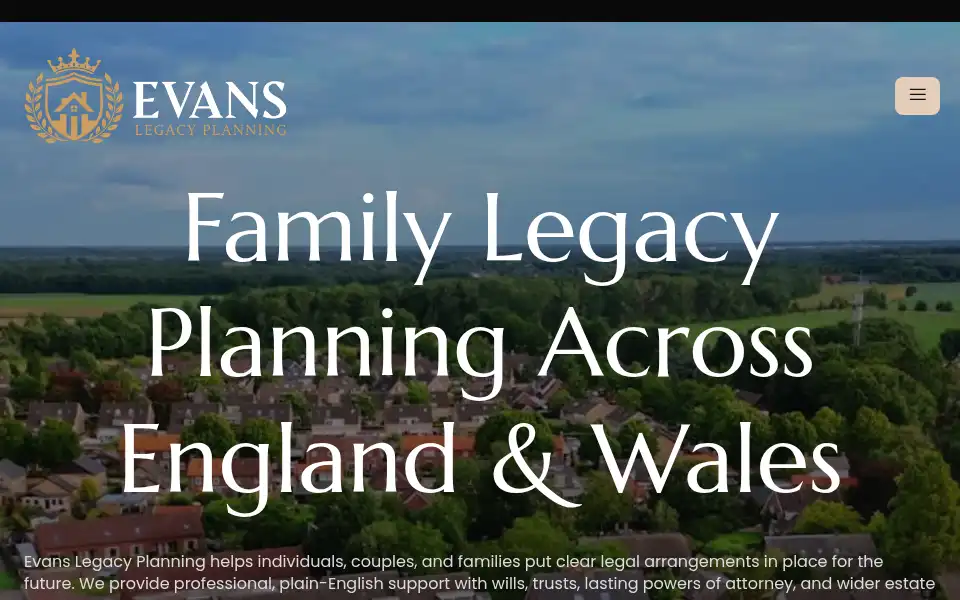 Screenshot of evanslegacyplanning.co.uk