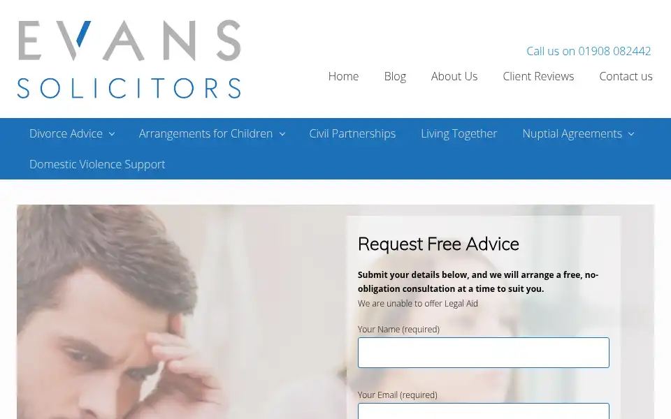 Screenshot of evanssolicitors.co.uk