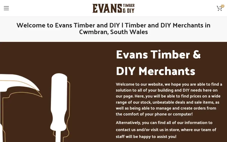 Screenshot of evanstimberanddiy.co.uk