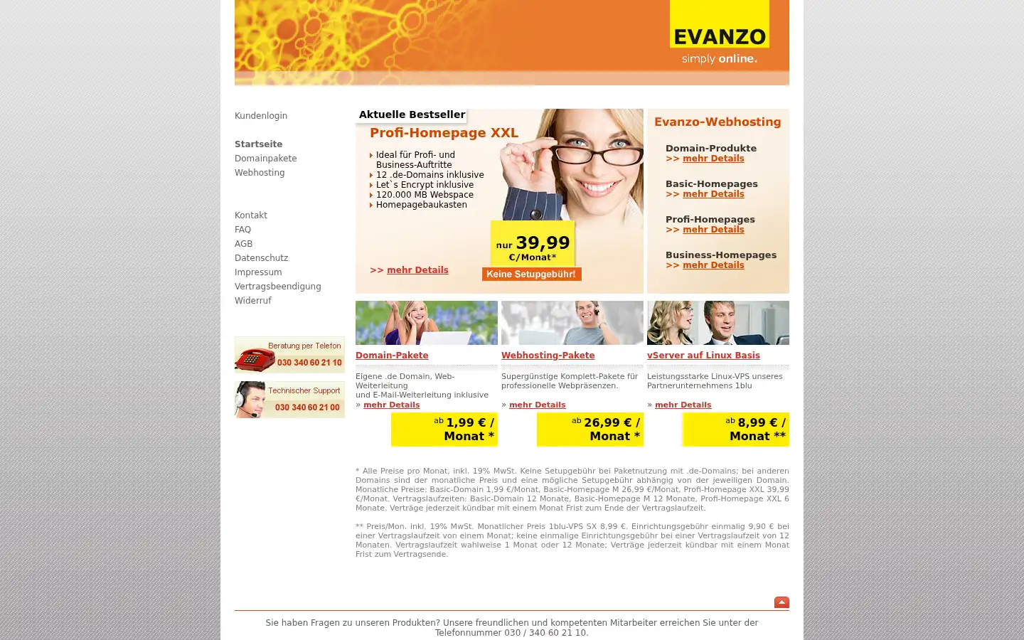 Screenshot of evanzo.de