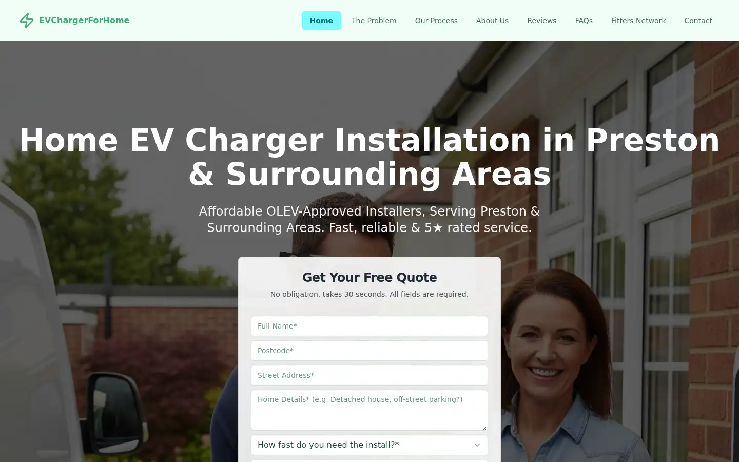 Screenshot of evchargerforhome.co.uk