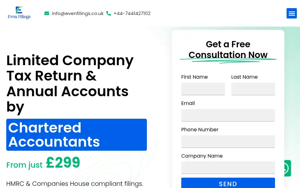 Screenshot of evenfilings.co.uk