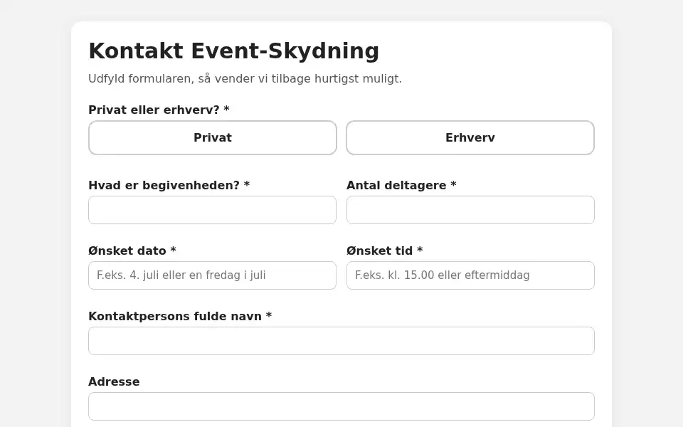 Screenshot of event-skydning.dk