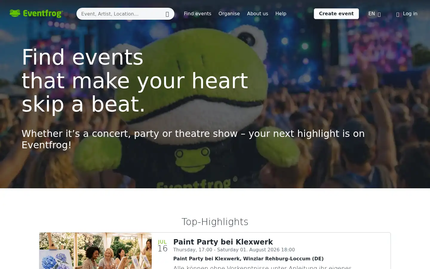 Screenshot of eventfrog.de