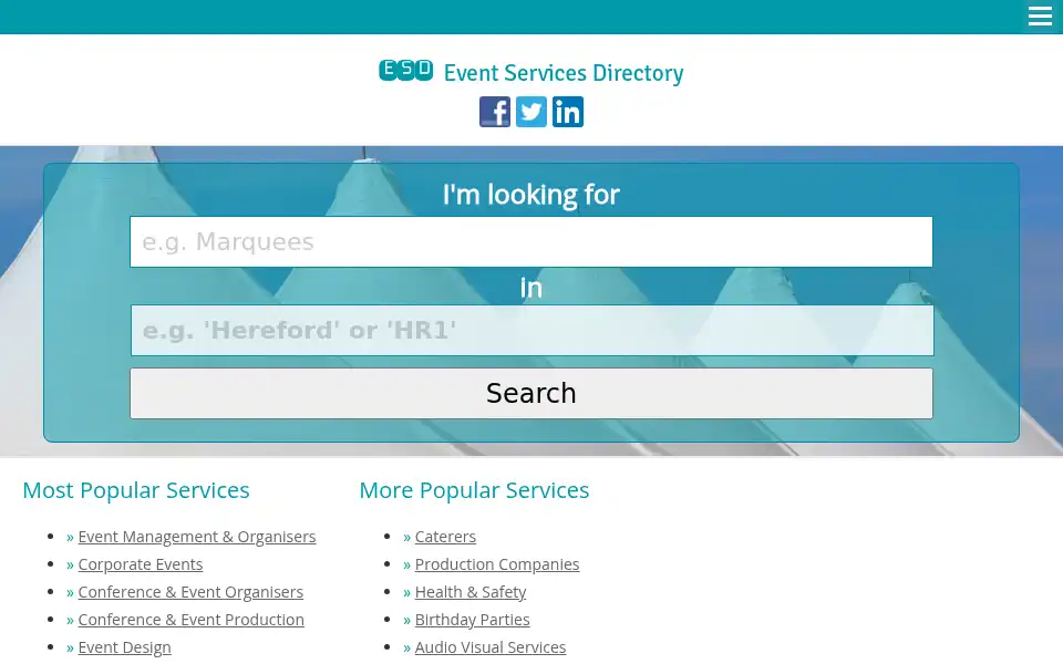 Screenshot of eventservicesdirectory.co.uk
