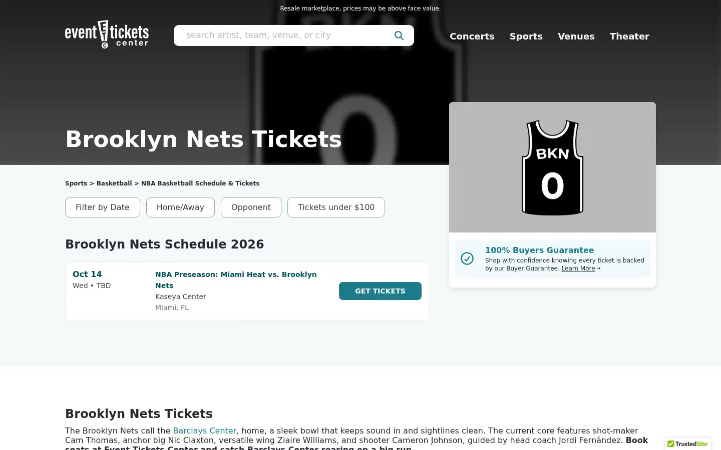 Screenshot of eventticketscenter.com
