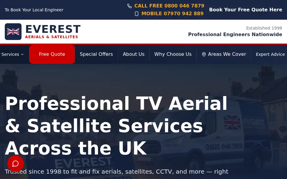 Screenshot of everestaerials.co.uk
