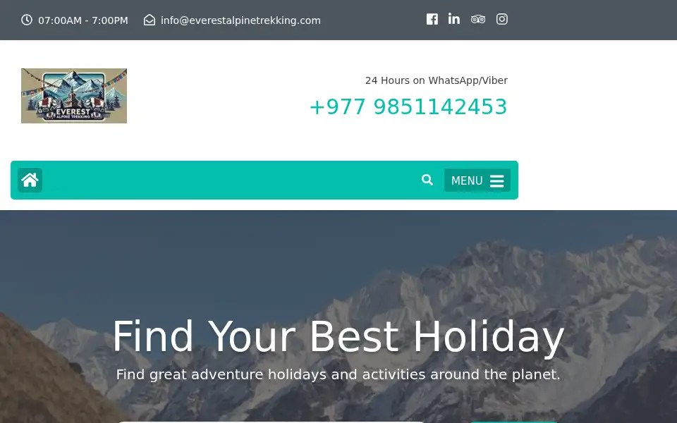 Screenshot of everestalpinetrekking.com